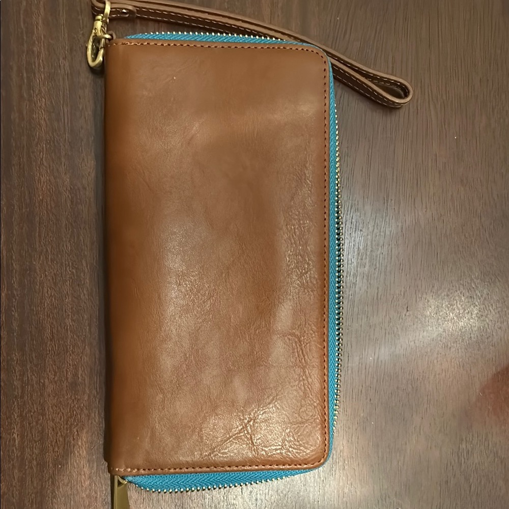 Brown Leather Wristlet